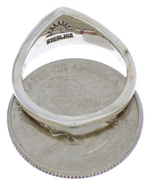 Silver Multicolor Inlay Ring Size 7-3/4 JX37980